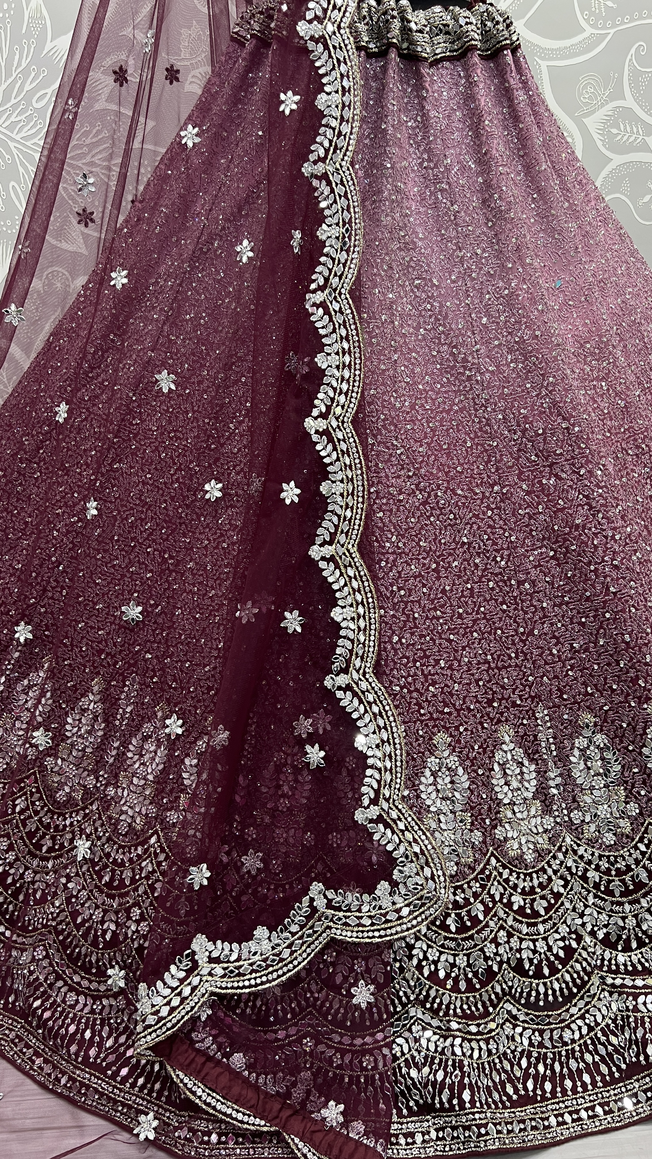 Bollywood Design Of Net Bridal Lehenga Choli In Purple